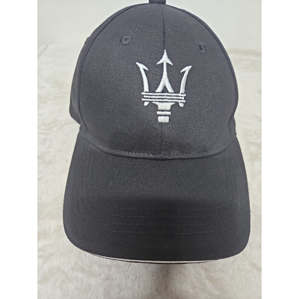 Maserati Baseball Cap Black Embroidered Trident Logo Adjustable Car Hat